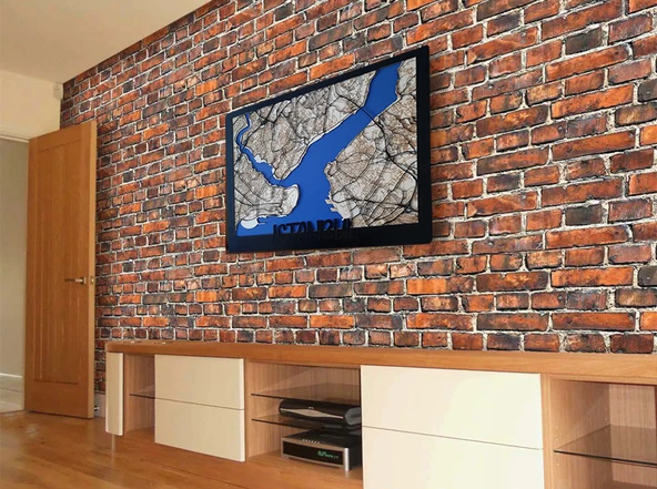 3D Ahşap İSTANBUL Haritası, Lazer Kesim, Dekoratif İstanbul Tablosu - 2