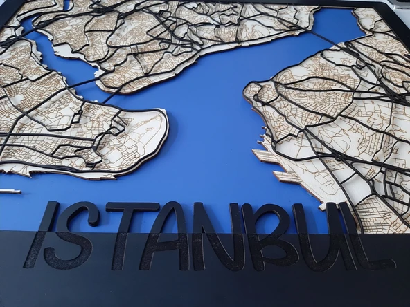 3D Ahşap İSTANBUL Haritası, Lazer Kesim, Dekoratif İstanbul Tablosu - 3
