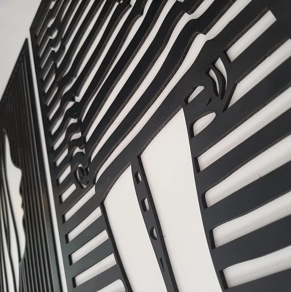 Dekoratif Ev Kadın Cizgi Yüz Duvar Dekoru 3Lü Set MDF Tablo - 5