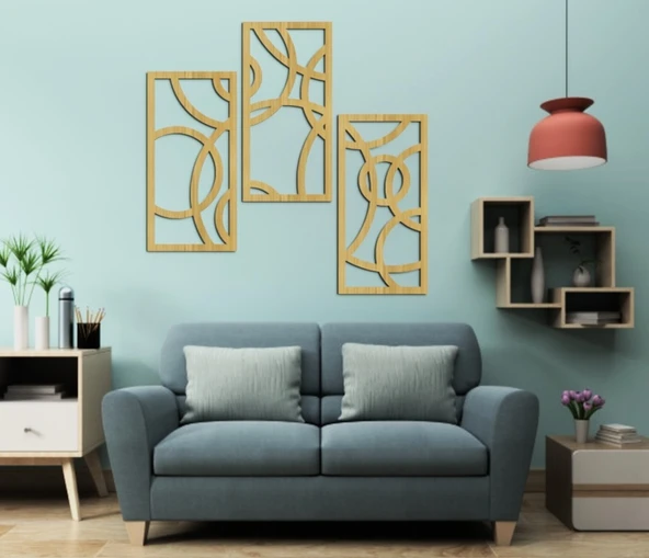 Dekoratif Ev Gezegen Duvar Dekoru 5'li Set MDF Tablo - 3