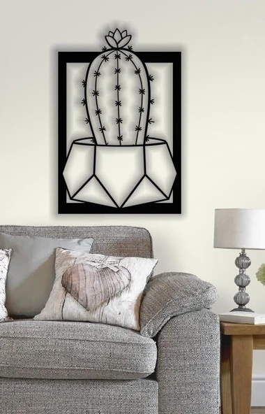 Dekoratif Ev Kaktüs Duvar Dekoru MDF Tablo