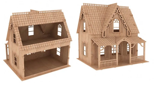 Çoçuk ve Yetişkinler için 64 Parça Boyanabilir 3D Ahşap Ev Puzzle - 7