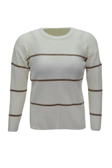 Kadın Çizgili Yumoş Spor Triko Kazak BGL-ST04124 - Resim 2