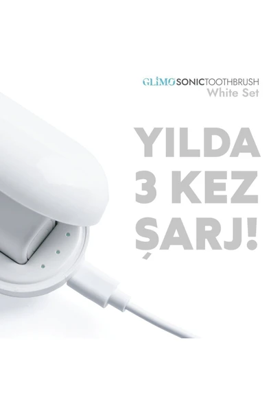 Glimo Sonic Toothbrush White Set Şarjlı Sonic Diş Fırçası