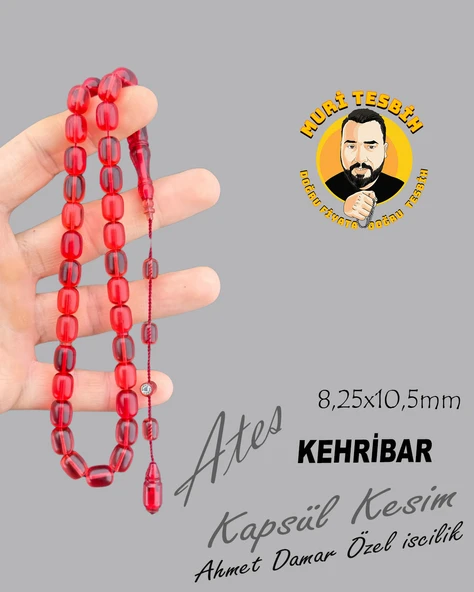 AHMET DAMAR ATEŞ KEHRİBAR KAPSÜL KESİM 8,25X10,5mm