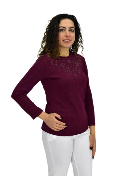 Kadın Taşlı Kaşkorse Bluz BGL-ST04136 - Resim 12