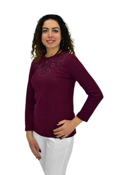 Kadın Taşlı Kaşkorse Bluz BGL-ST04136 - Resim 11