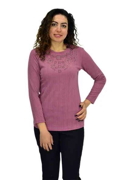 Kadın Taşlı Kaşkorse Bluz BGL-ST04136 - Resim 2