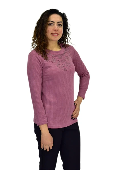 Kadın Taşlı Kaşkorse Bluz BGL-ST04136 - Resim 4