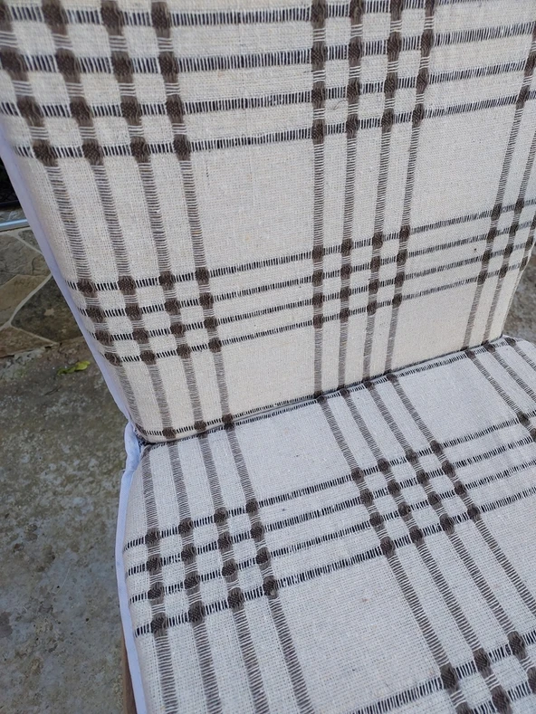 1 Adet Buldan Arkalıklı Sandalye Minderi, Midi Boy (Kalınlık 3,5cm)-Kahve Çizgili - 2