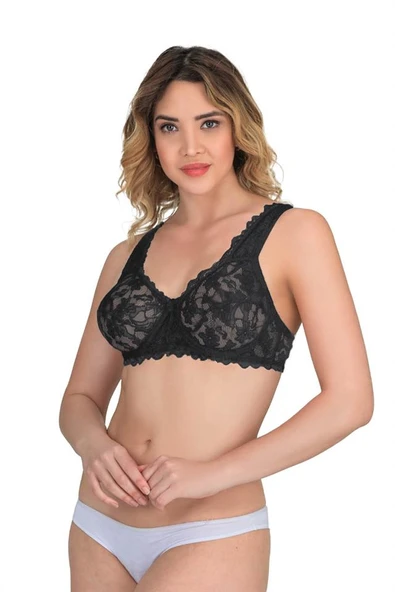 Siyah Emay 178 B Balenli Dantelli Sütyen - 3