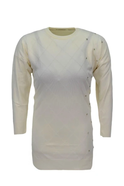 Kadın Taşlı Baklava Desen Oversize Kazak BGL-ST04084 - Resim 2