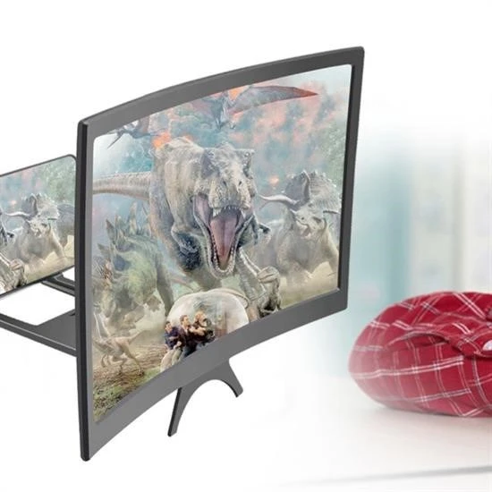 Curved Model Katlanabilir 3D Ekran Büyütücü Amplifikatör Projektör Standı Tüm Akıllı Telefon - Resim 3