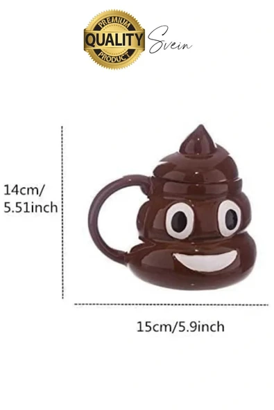 Özel Üretim Poo Kaka Emoji Kupa Bardak Esprili Eğlenceli Kapaklı Komik Karikatür Gülücük 3D Seramik - 6