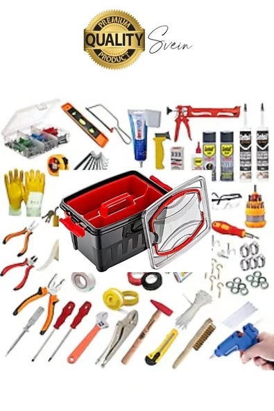 Premium 8 Lt Çok Amaçlı Tesisat Marangoz Malzeme Alet Takım Çantası Plastik Çivi Pense Vida Geniş - 4
