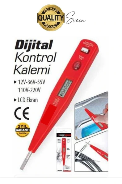 Premium Dijital Ekranlı Kontrol Kalemi Temaslı Temassız Voltaj Test Aleti Elektrik Akım Cihazı - 2