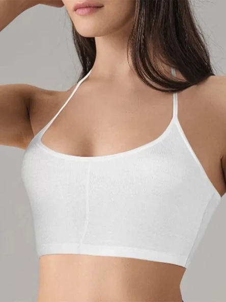 Kadın Beyaz Likralı Mikromodal Yarım Atlet 9132 ürün görseli