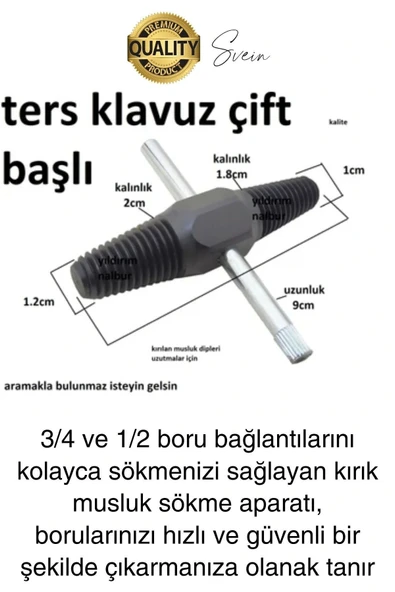 Kırık Musluk Ters Kılavuz Açıcı Aparatı Çift Başlı Su Borusu Vida Hasarlı Cıvata Sökücü Set - 3