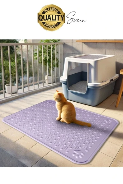 Evcil Hayvan Tuvalet Önü Paspası Silikon Mama Kum Matı Kedi Kumu Yıkanabilir Toz Tutucu Yatak Önü - 6