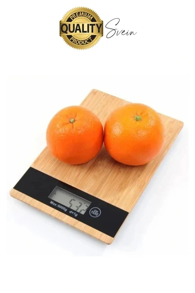 Premium Ahşap Dijital Ekranlı Yüksek Hassasiyet Mutfak Terazisi Bambu Tartı 5 kg Kapasiteli - 4