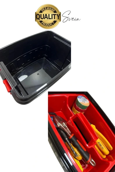 Premium 8 Lt Çok Amaçlı Tesisat Marangoz Malzeme Alet Takım Çantası Plastik Çivi Pense Vida Geniş - 3