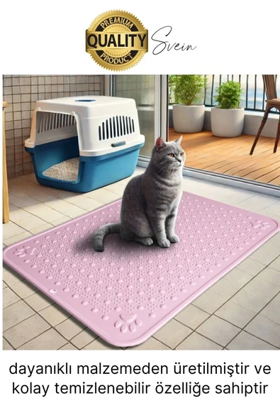 Evcil Hayvan Tuvalet Önü Paspası Silikon Mama Kum Matı Kedi Kumu Yıkanabilir Toz Tutucu Yatak Önü - 3