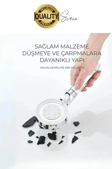 Premium 5 Fonksiyonlu Filtreli Değişebilen Masajlı Yüksek Basınçlı Arıtmalı Banyo Duş Telefonu - 5