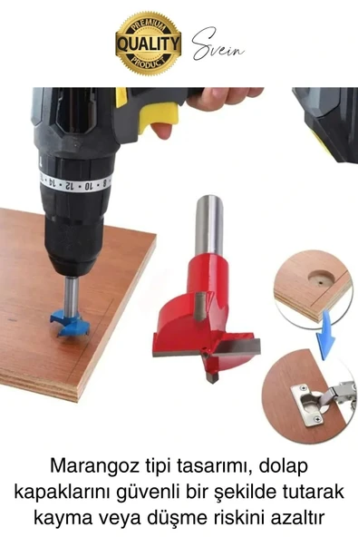 Premium 35 mm Menteşe Yeri Açma Delme Freze Bıçağı Ahşap Matkap Ucu Mutfak Dolabı Kapak Marangoz - 3