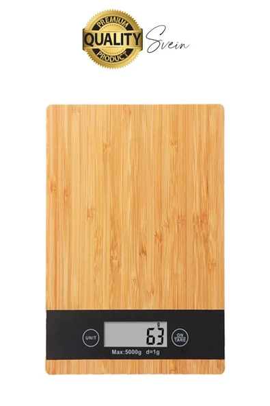 Premium Ahşap Dijital Ekranlı Yüksek Hassasiyet Mutfak Terazisi Bambu Tartı 5 kg Kapasiteli - 6