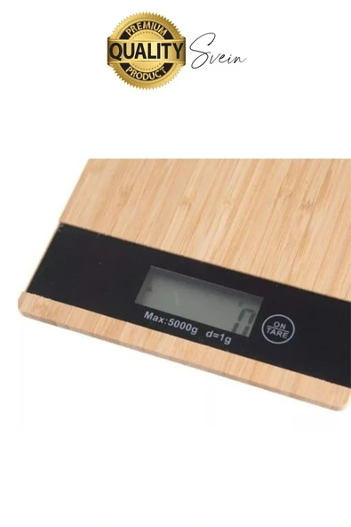 Premium Ahşap Dijital Ekranlı Yüksek Hassasiyet Mutfak Terazisi Bambu Tartı 5 kg Kapasiteli - 5