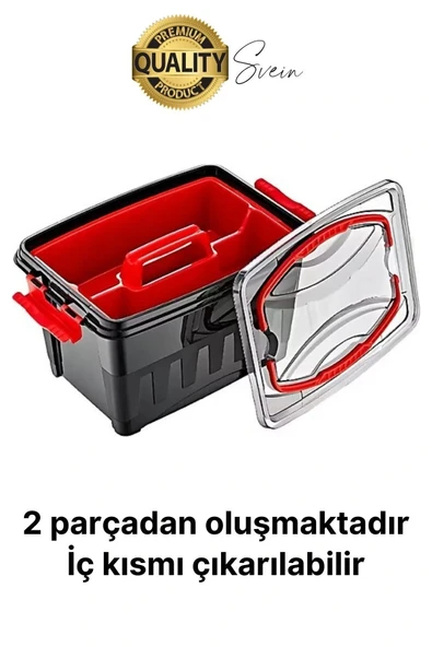 Premium 8 Lt Çok Amaçlı Tesisat Marangoz Malzeme Alet Takım Çantası Plastik Çivi Pense Vida Geniş - 2