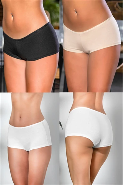 Pamuklu Boxer Külot (karışık) Siyah-beyaz-ten (brf2963) ürün görseli