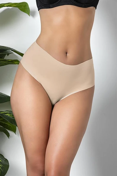 3'lü Paket Dikişsiz, İz Yapmaz, Lazer Kesim, Yüksek Bel Slip Külot Cappucino (brf21263)