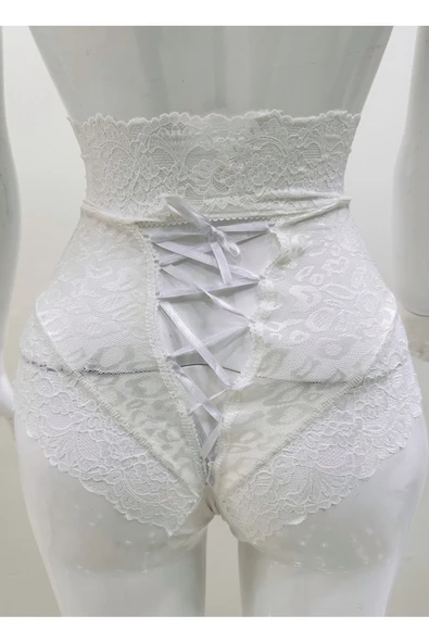 Ekru Dantelli Yüksek Bel Külot Venüs-k1012 - 3