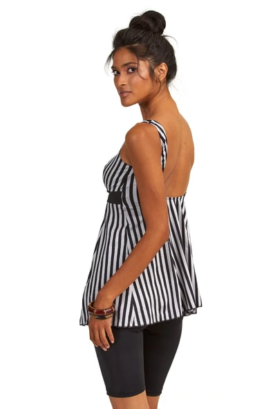 Argento 0551-9130 Kadın Çizgili Yarı Kapalı Taytlı Tankini - 4