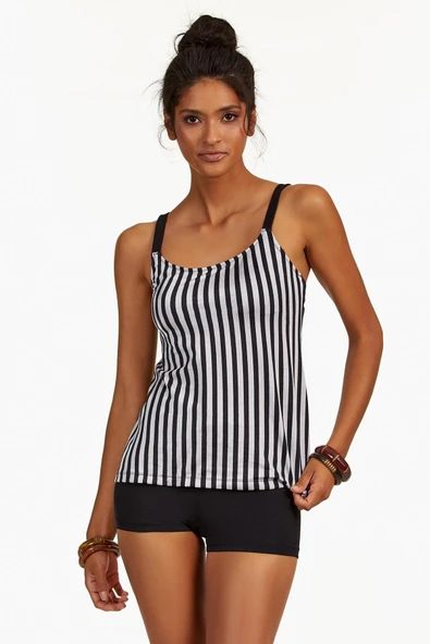 Argento 0063-9130 Kadın Çizgili Şortlu Tankini - 2