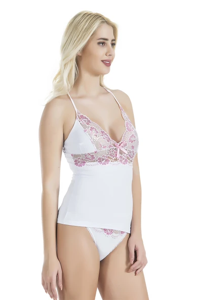 Beruflic Çapraz Askılı Güpür Dantelli Atlet Külot Takım 080 - Resim 5