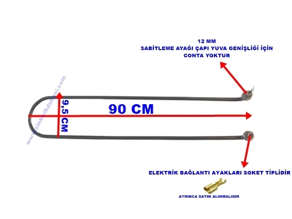 ENDER Benmari 90cm Rekorlu Kıvrık Rezistans 2500W 220V 8,5? Cr-Ni