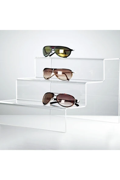 Nisba Ticaret Ürünü Özel Tasarım Pleksi 3 Katlı Nisba Ticaret Ürünü Merdiven Stand (ŞEFFAF 30CM) - Resim 4