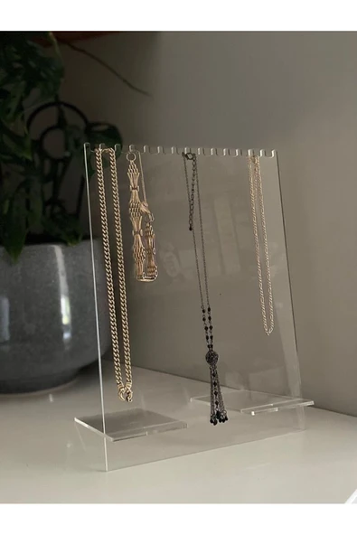 Beyaz Pleksi Büyük Kolye Standı 1 30 x 20 Mücevher / Takı / Aksesuar Plastik