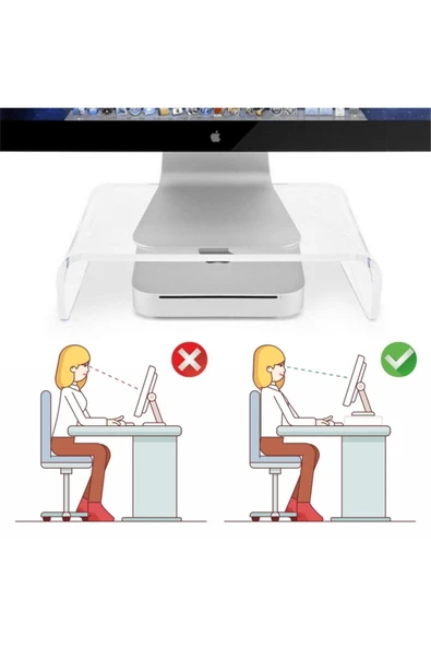 Masaüstü Monitör Yükseltici Şeffaf Stand - 2