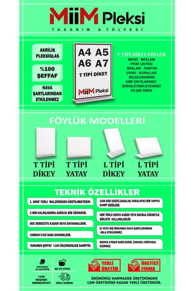 T Tipi A6 Pleksi Föylük Broşürlük-dikey A6 Föylük-50 Li Paket - 3