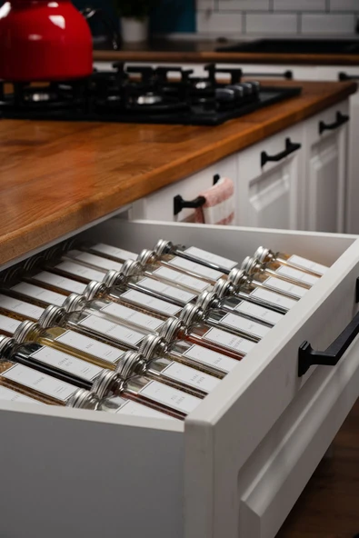 Pleksi-şeffaf 4 Parça Baharatlık Standı Çekmece Içi Düzenleyici Organizer - 5