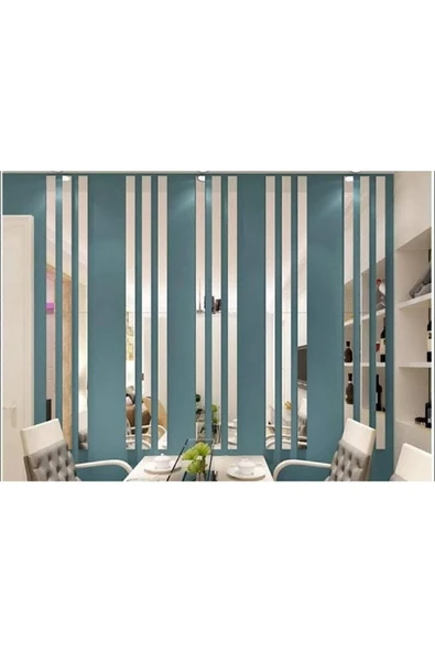 Dekoratif Şerit Gümüş Ayna Pleksi Duvar Süsü 2.5×100cm ( Yapışkanlı )