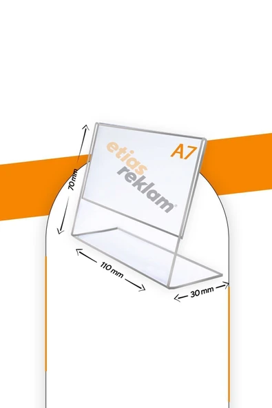 A7 L Tipi Yatay Masa Üstü 10'lu Paket / 2.8 Mm Şeffaf Pleksi Föylük / Broşürlük - 2
