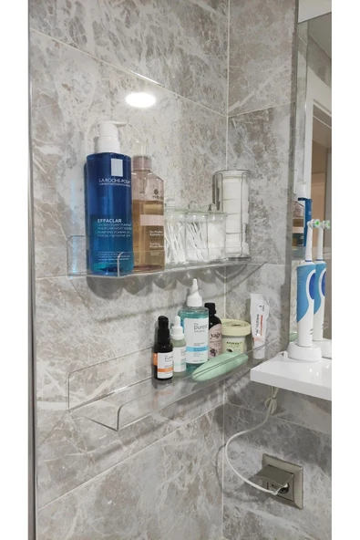 Banyo Düzenleyici Pleksi Raf 60 cm x 10 cm ( 2 ADET ) - Resim 3