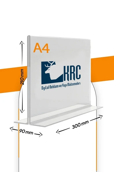 A4 T Tipi Yatay Masa Üstü Şeffaf Pleksi Föylük / Broşürlük - 10adet - 210mm X 300mm - Resim 3
