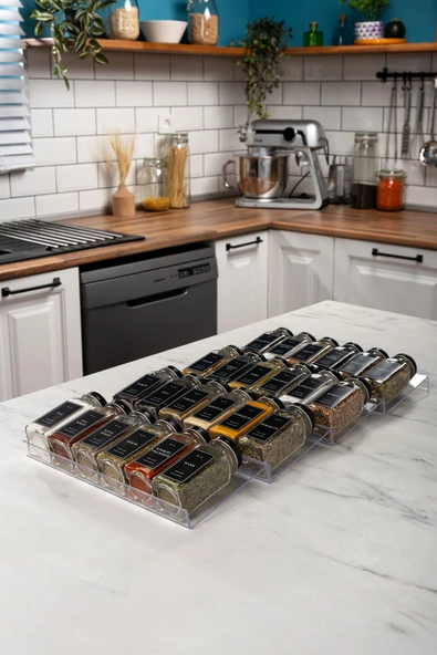 Pleksi-şeffaf 4 Parça Baharatlık Standı Çekmece Içi Düzenleyici Organizer - 4