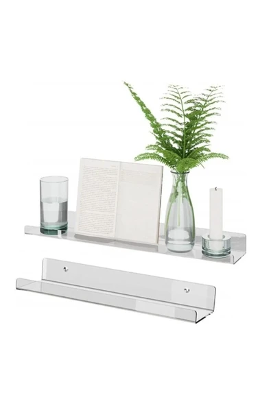Pleksi Duvar Rafı Kitaplık Ve Banyo Düzenleme Rafı 30cm X 10 Cm  ÇİFT TARAFLI BANT HEDİYE - Resim 6