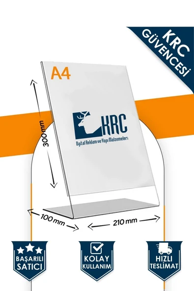 A4 L Tipi Dikey Masa Üstü Şeffaf Pleksi Föylük / Broşürlük - 2 Adet - 300mm X 210mm ürün görseli 1